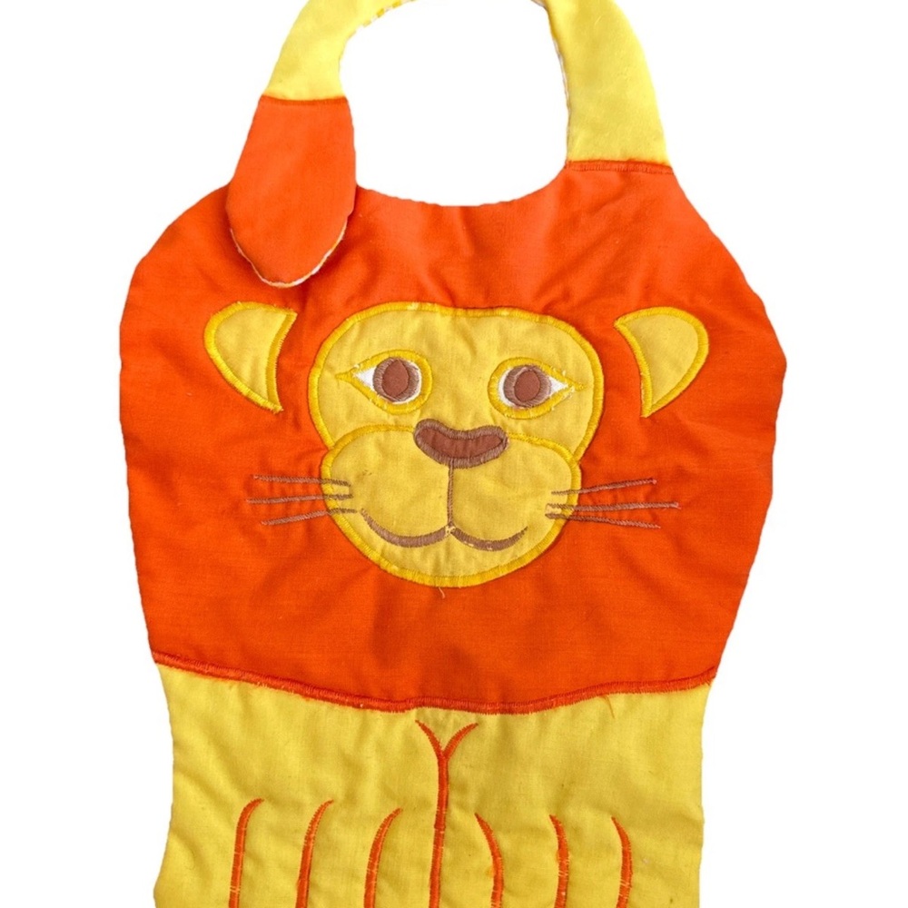 Playful Orange and Yellow Lion Bib with Fringe